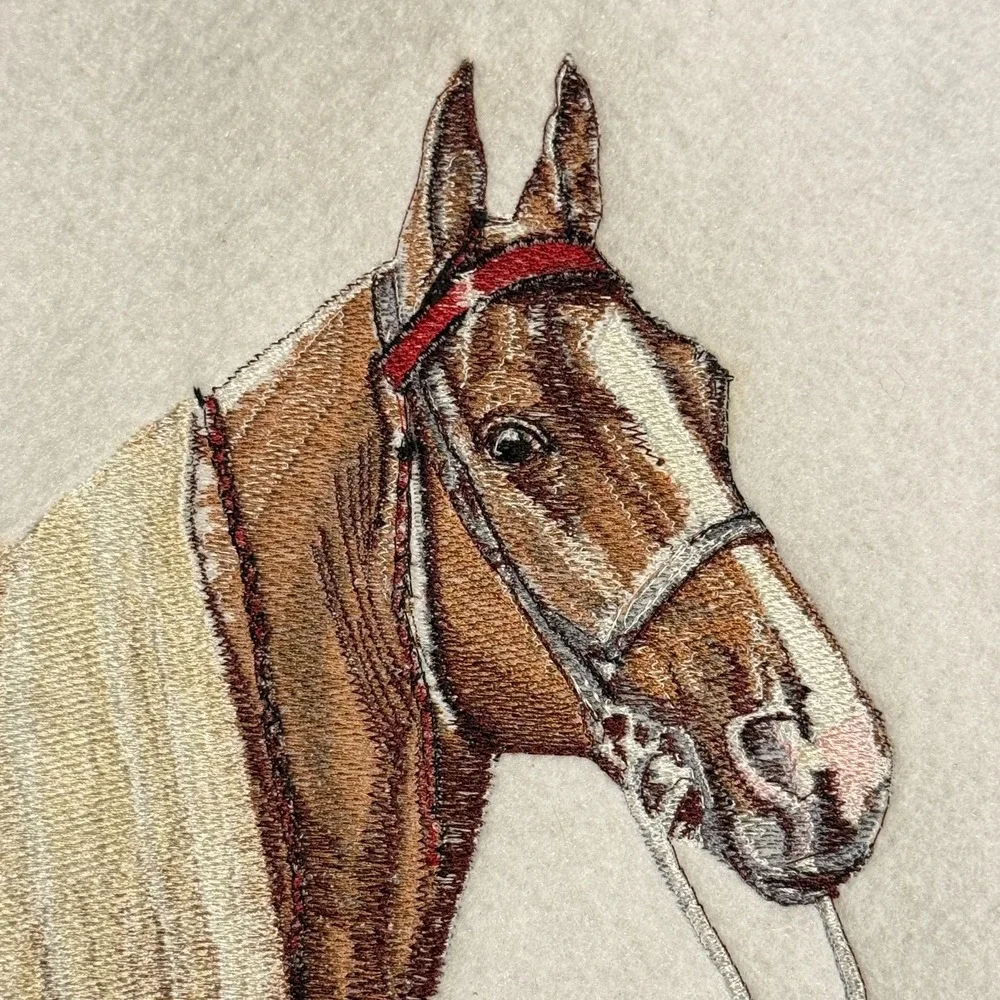 Vintage Horse Head Portrait Handmade Embroidery Sew On Western Equestrian